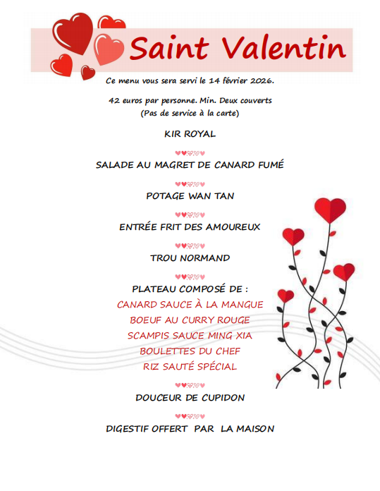 Menu de la Saint-Valentin